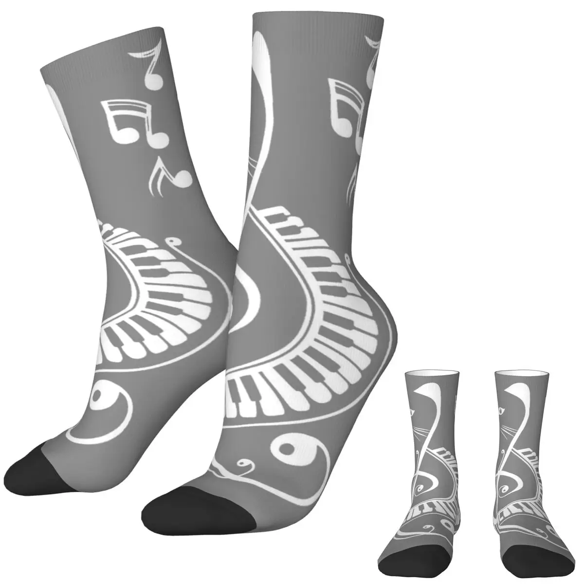 Cats And Piano Socks Retro Stockings Men Warm Soft Outdoor Sports Socks Autumn Printed Non Skid Socks