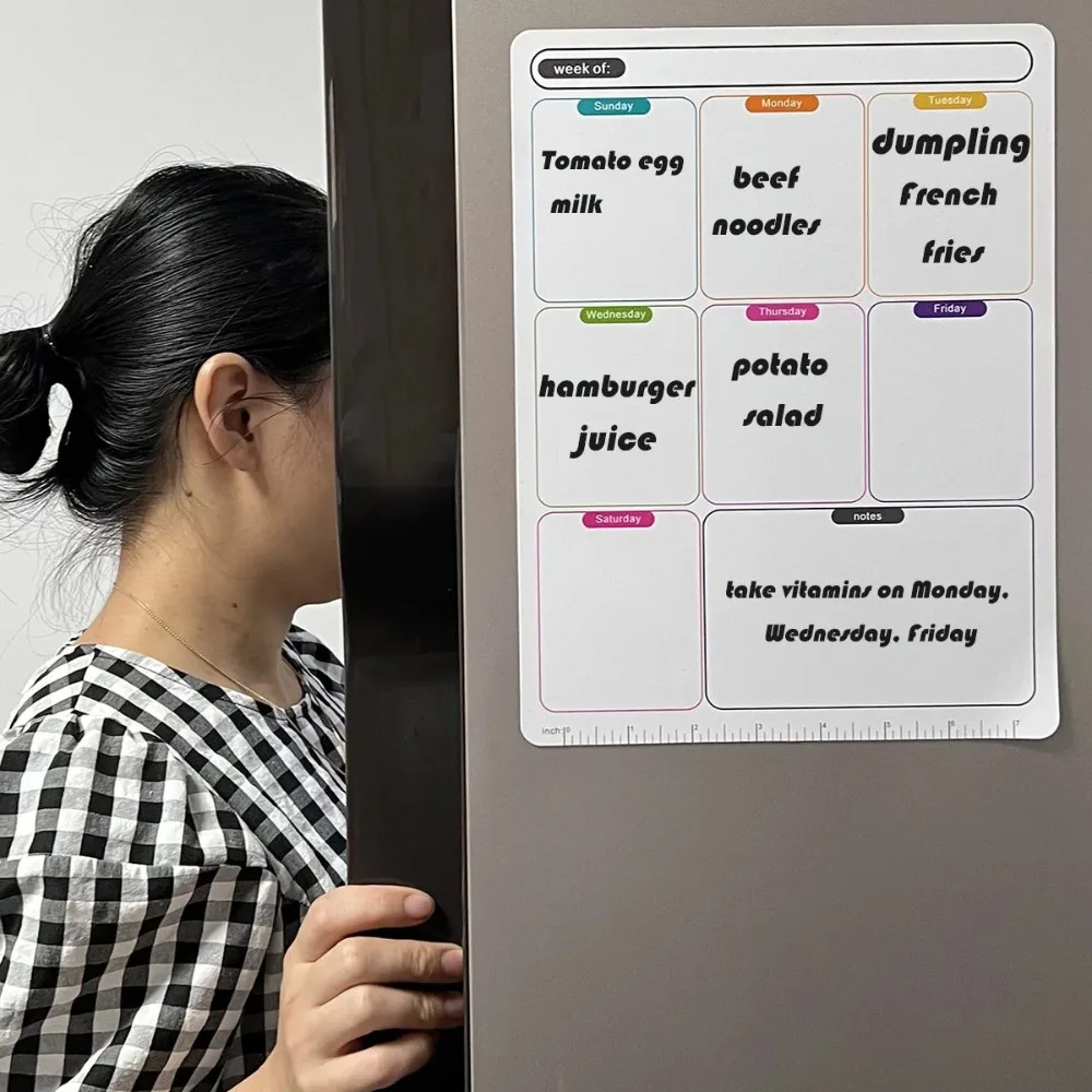Erasable Weekly Planning Schedule Calendar Soft Magnetic Fridge Sticker Whiteboard Memo Board Refrigerator Magnet Accessory