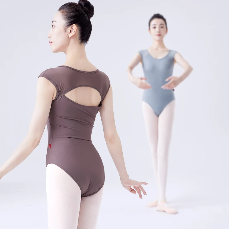 Ballet Leotards Woman Gymnastics Dance Leotards Nylon Splice Hollow Back Sleeveless Dancing Bodysuit Adults Jumpsuit Swimsuit