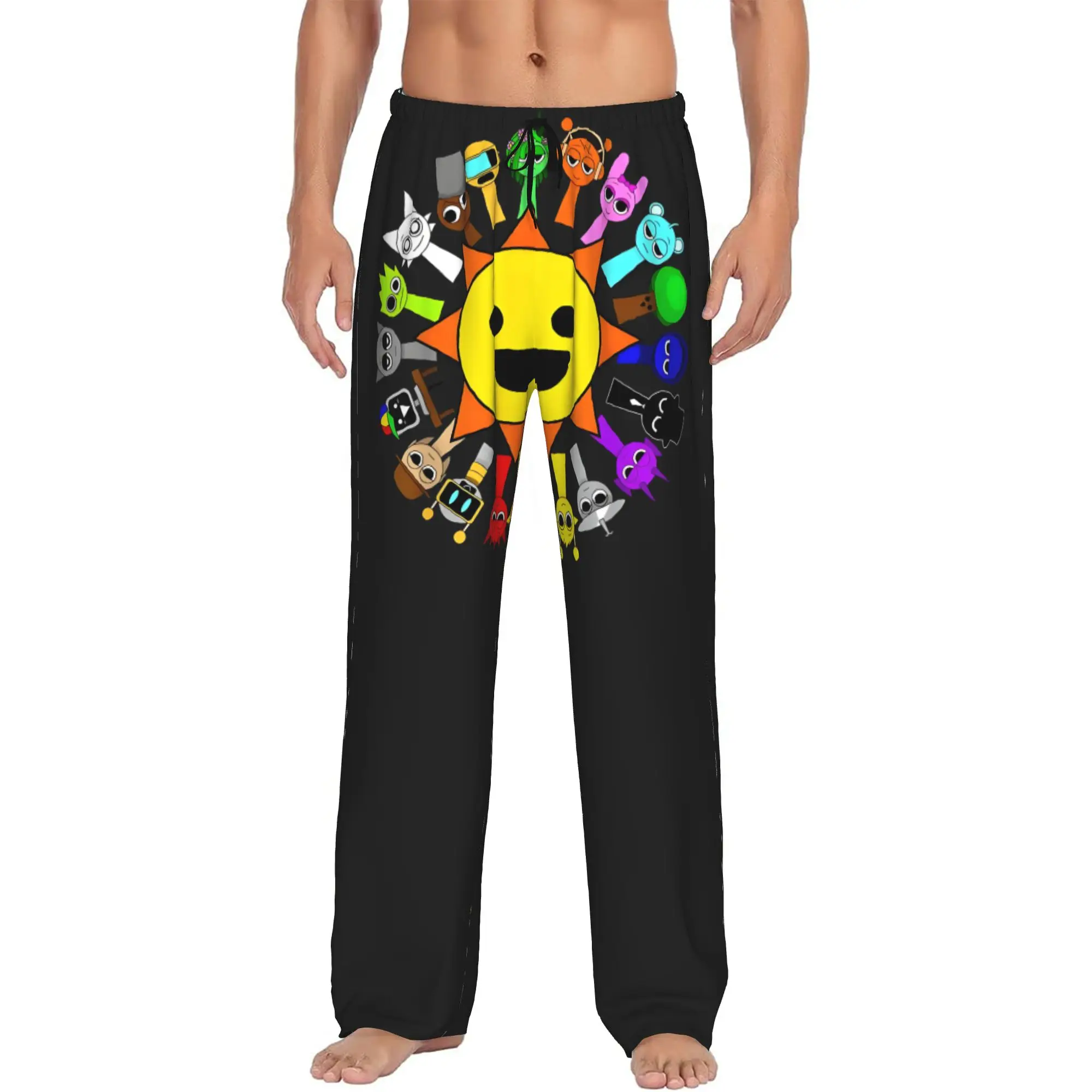 Custom Sprunki Pajama Pants Sleepwear for Men Elastic Waistband Music Game Sleep Lounge Bottoms with Pockets view 2