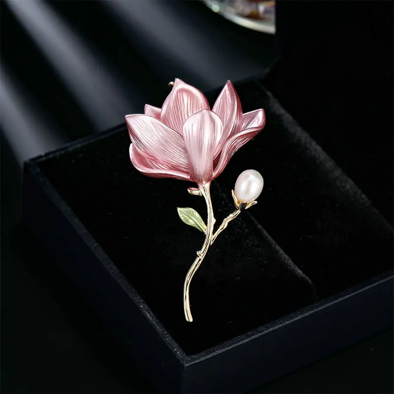 

Chinese Style Elegant Exquisite Magnolia Flower Brooch High-end Women's New Fashionable Temperament Pin High-grade Brooch Access