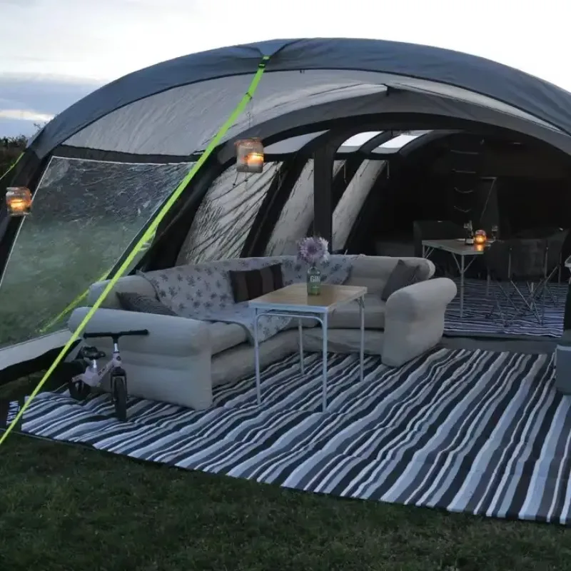 #￥Customized All Seasonal Waterproof Family Tunnel Tent Inflatable 8 Man Camping Tent With Awning