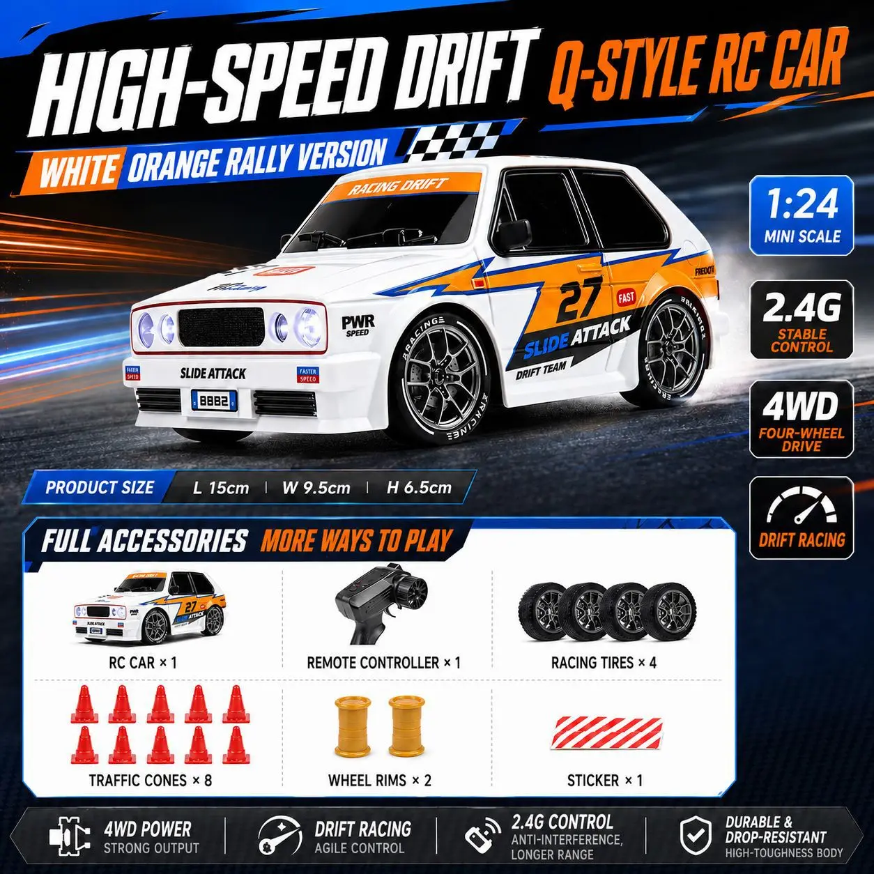 New Creative Mini Drift Car Simulation 1:24 Dinosaur Coating Sports Car Model Trendy Ornament Lighting 4WD Drift Car