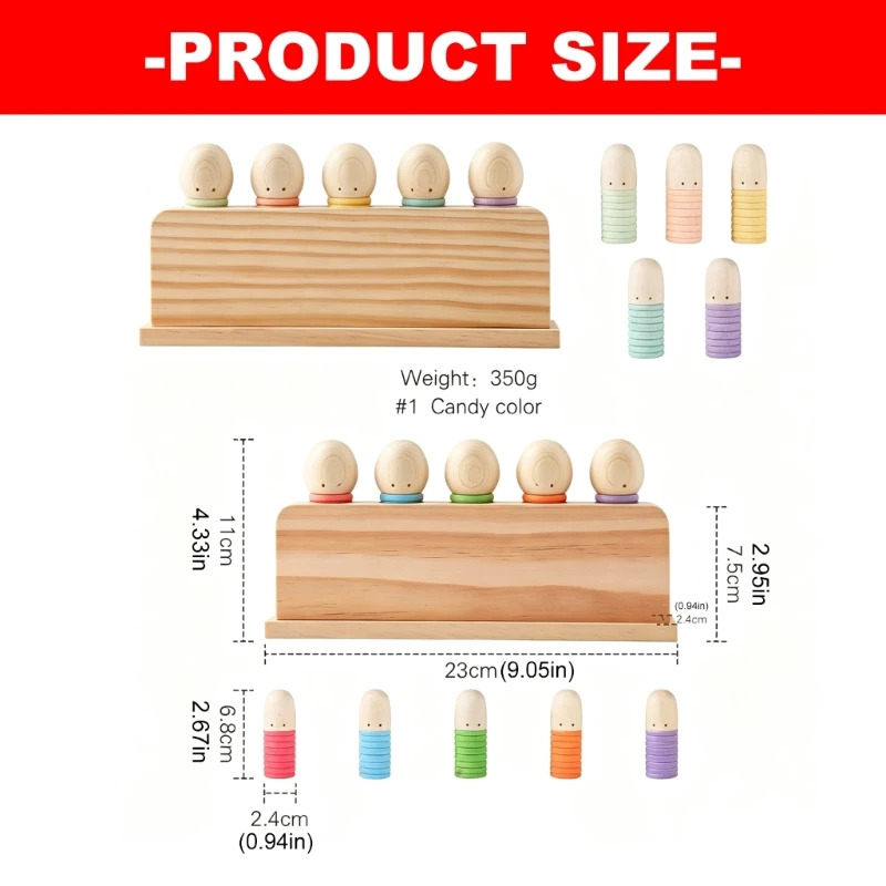 Wooden Finger-Press Activity Toy for Toddlers and Preschoolers, with Five-Position Base and Repeatable Rising Response 15UB