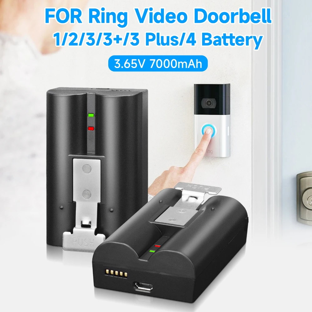 

7000mAh Ring Video Doorbell Battery for Ring-Video V4 Compatible with Ring Video Doorbell 4/3/2/1 Stick Up Cam Battery 3.65V