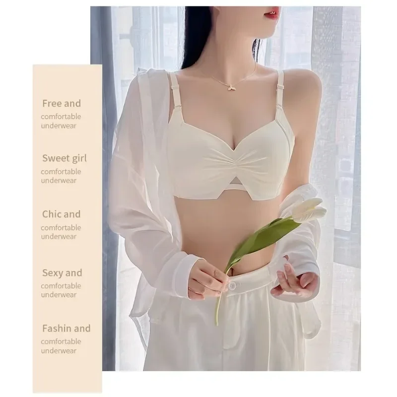 Kalapaopao Gather Push Up Bra Thin At The Top and Thick At The Bottom Double U-shaped Soft