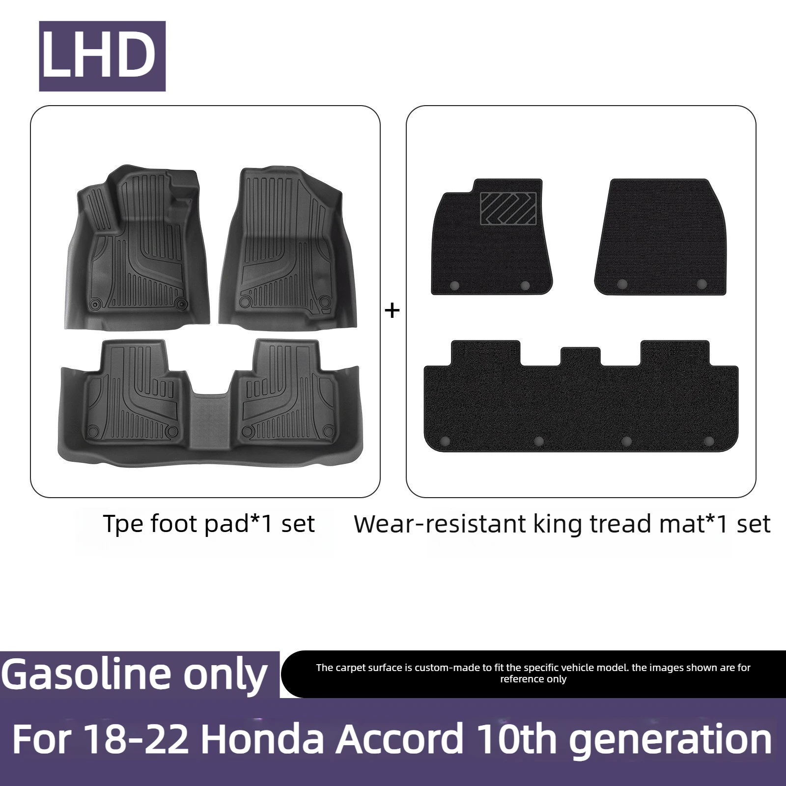 3D High-Edge TPE Car Mats for Honda Accord 10th Gen (LHD) – Integrated Molding, Durable Precision Fit – Ideal for Bulk Orders