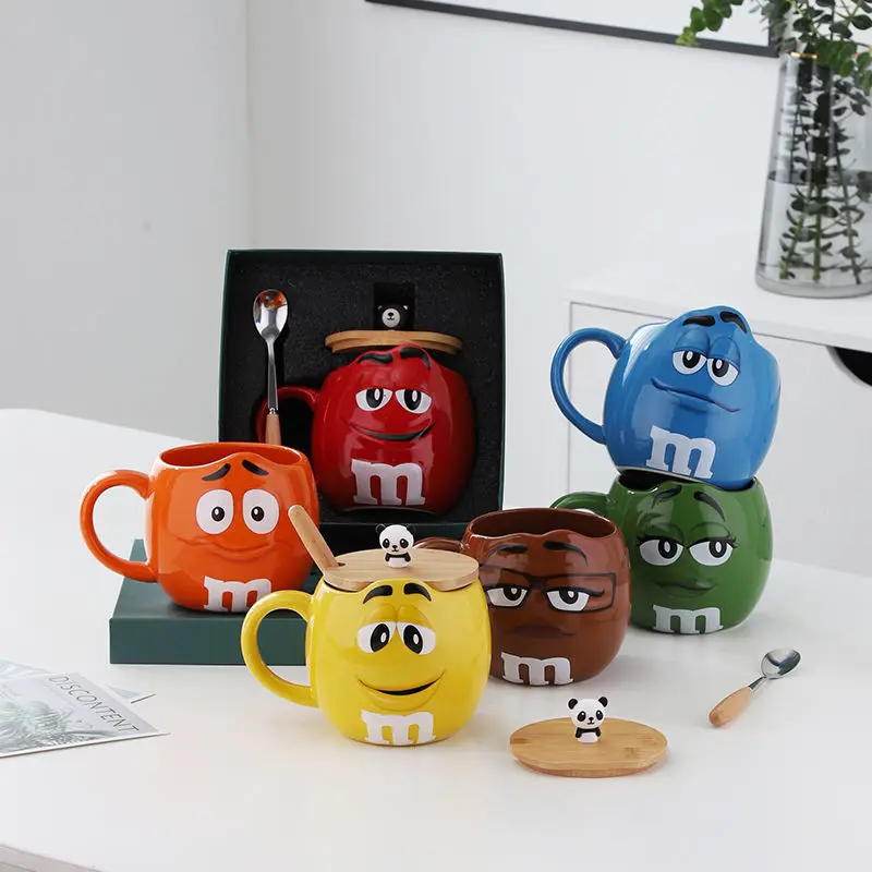 

Hot Chocolate M Beans Ceramics 680ml Mark Water Cup High-Capacity Family Set Table Supplies Funny Facial Expression Cup Gift