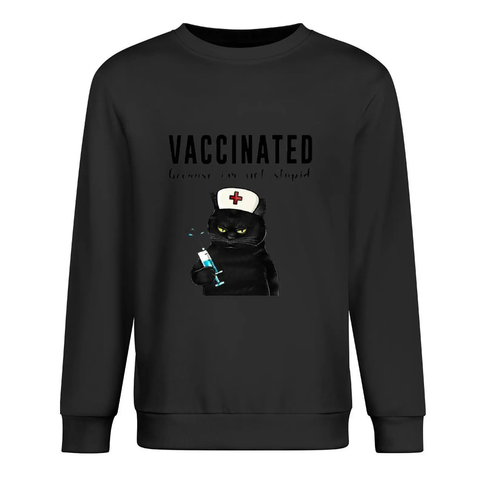 

NURSE BLACK CAT VACCINATED BECAUSE I'M NOT STUPID Pullover anime clothes winter clothes mens clothes hooded sweatshirts