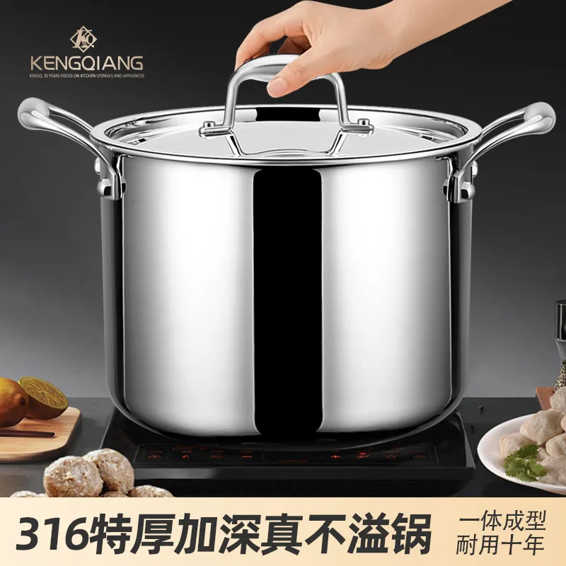 

High Quality Kitchen Double Ear High Soup Stock Pot with Lid Cookware Deep Pot Stainless Steel Honeycomb Nonstick Soup Pot