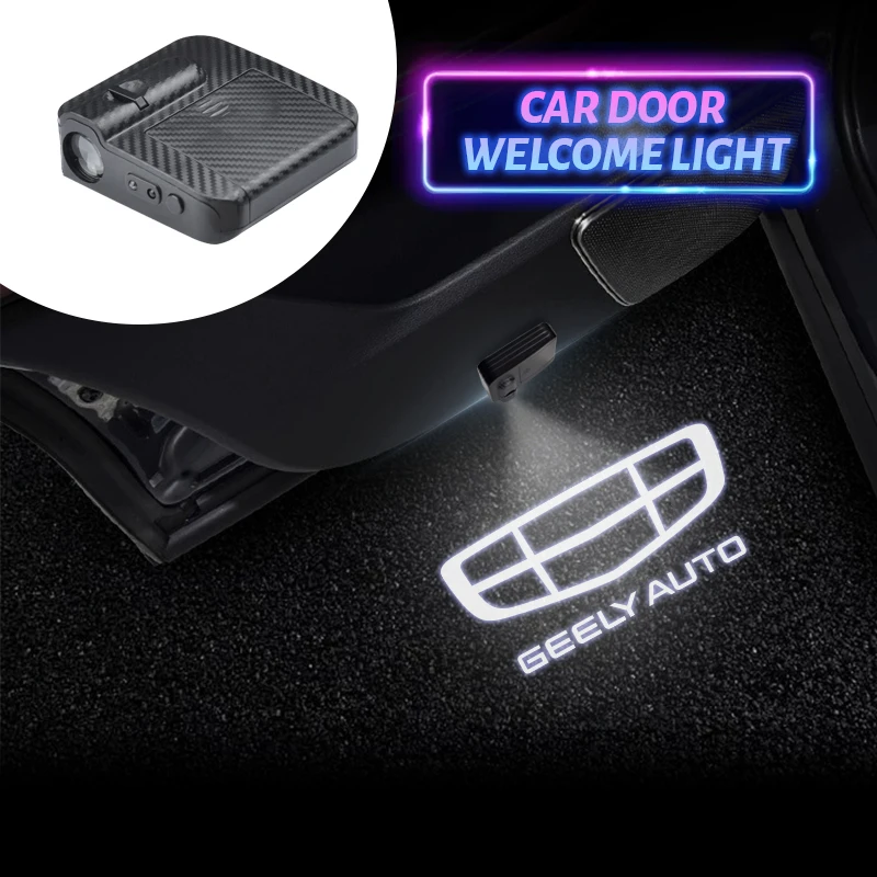 LED For Geely Auto Logo Manjaro Atlas Pro Emgrand Geometry C Coolray GX3 EC7 Car Door Courtesy Light HD Projector Welcome Lamp