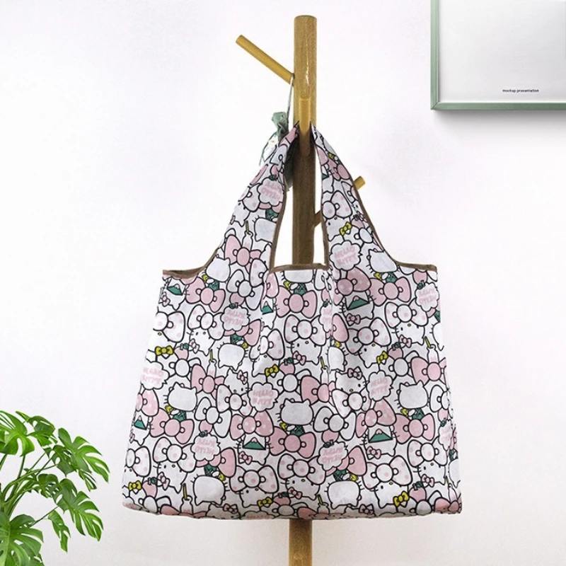حقيبة قماش أكسفورد من HelloKitty، قابلة للطي، ذات سعة كبيرة، حقيبة حماية البيئة، حقيبة تخزين محمولة للتسوق والنزهات