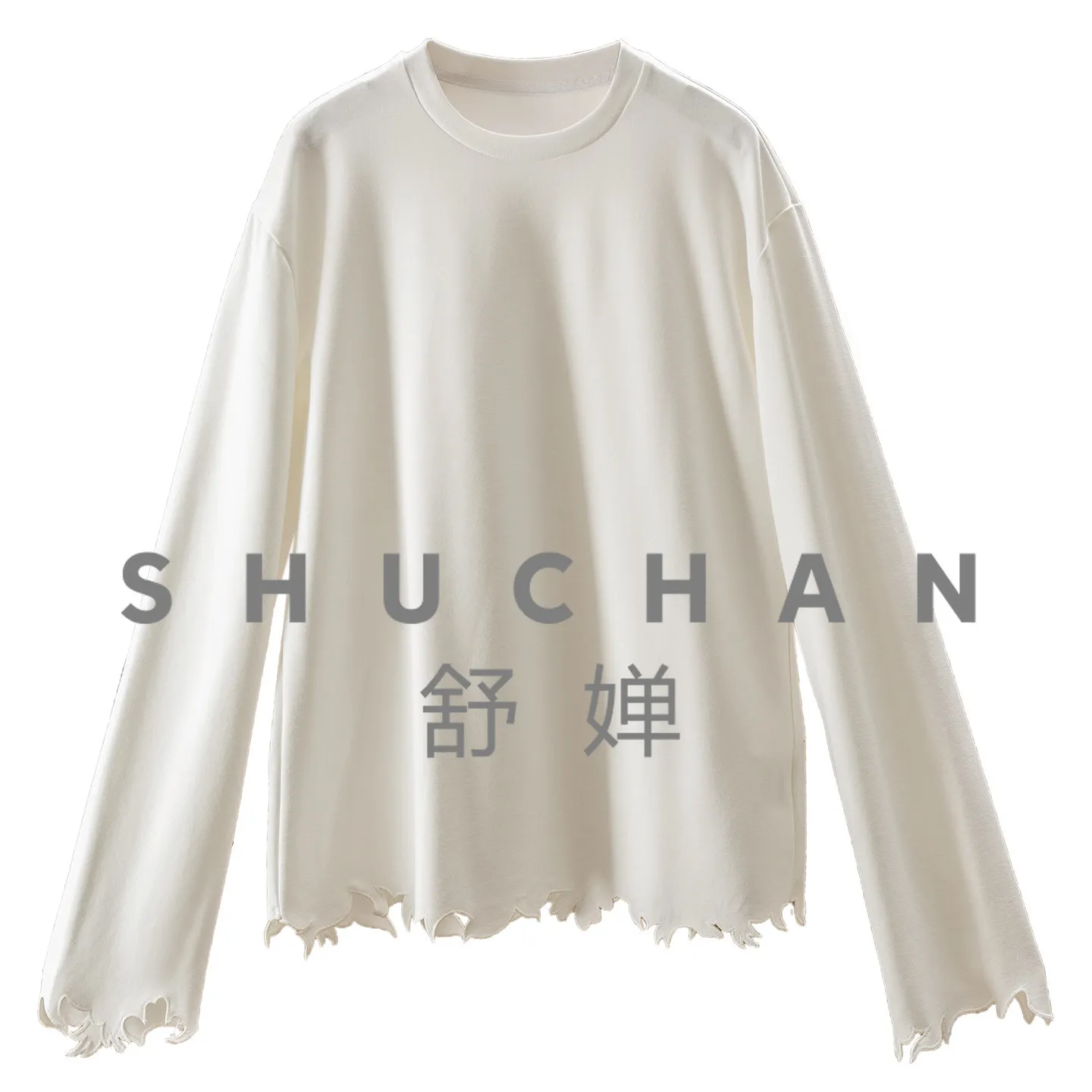 Burn Flower Simple Boom Roun Neck Loose Long-sleeve T-shirt Women 18G4 Blusas Mujer De Moda 2026
