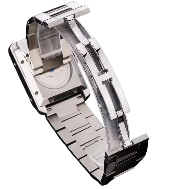 ساعة يد رياضية للرجال ميكانيكية أوتوماتيكية 904L من الفولاذ المقاوم للصدأ ساعات خلفية من الجلد الأسود 31*41 مللي متر مخصصة #5