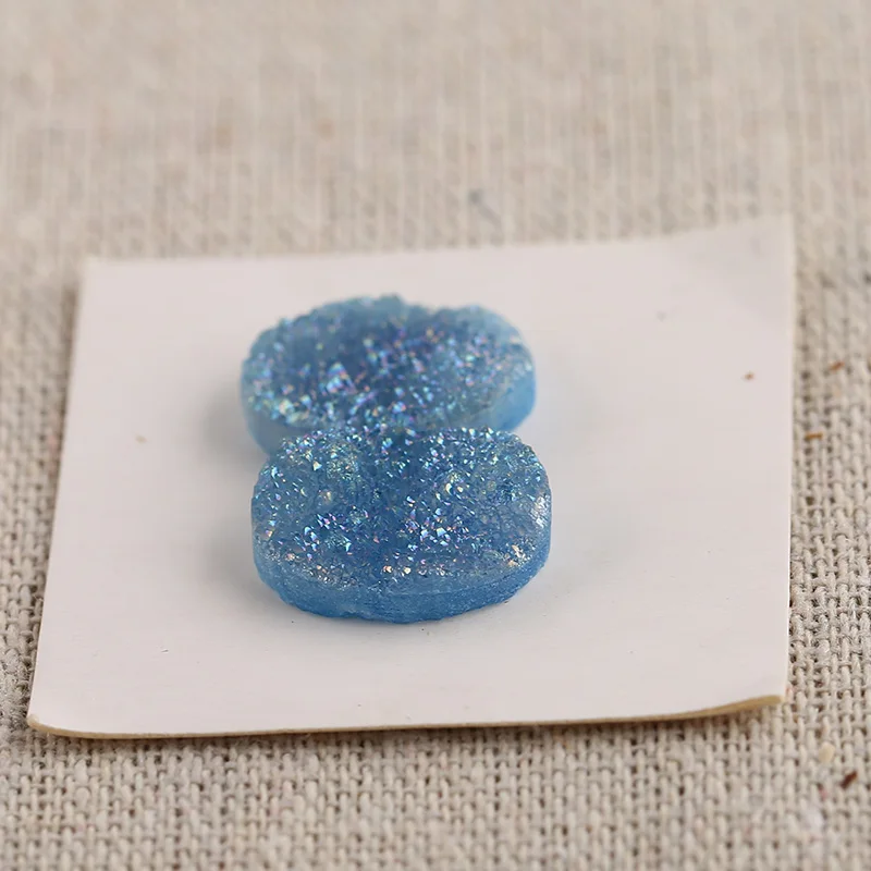 B&F Oval Crystal Earring Beads, Handmade Natural stones beads, Polished Stones for jewelry Making Supplies