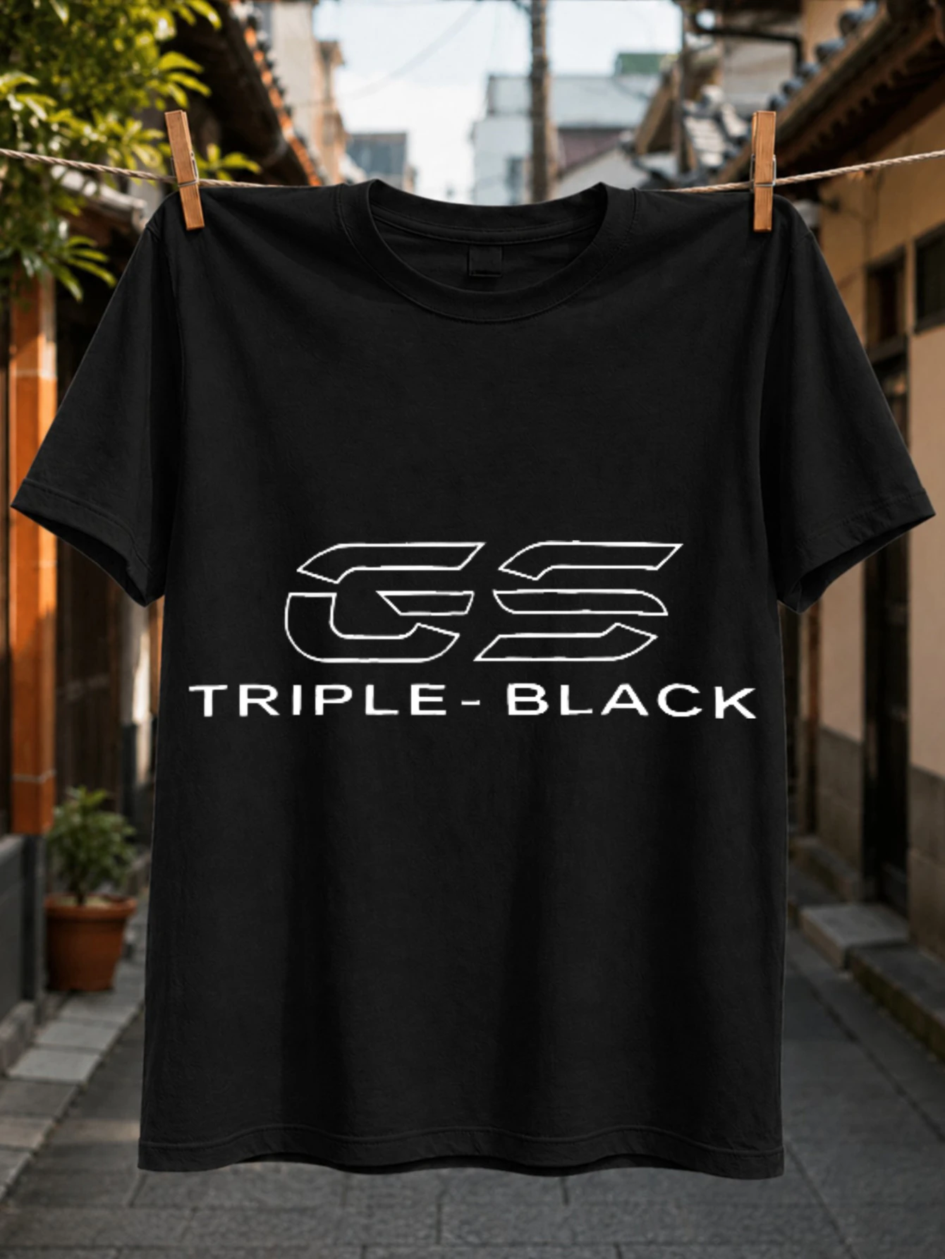 GS Triple Minimal Outlined GS with Clean Uppercase Text Monochrome Adventure Motorcycle Tee Unisex  Unisex All T-Shirt