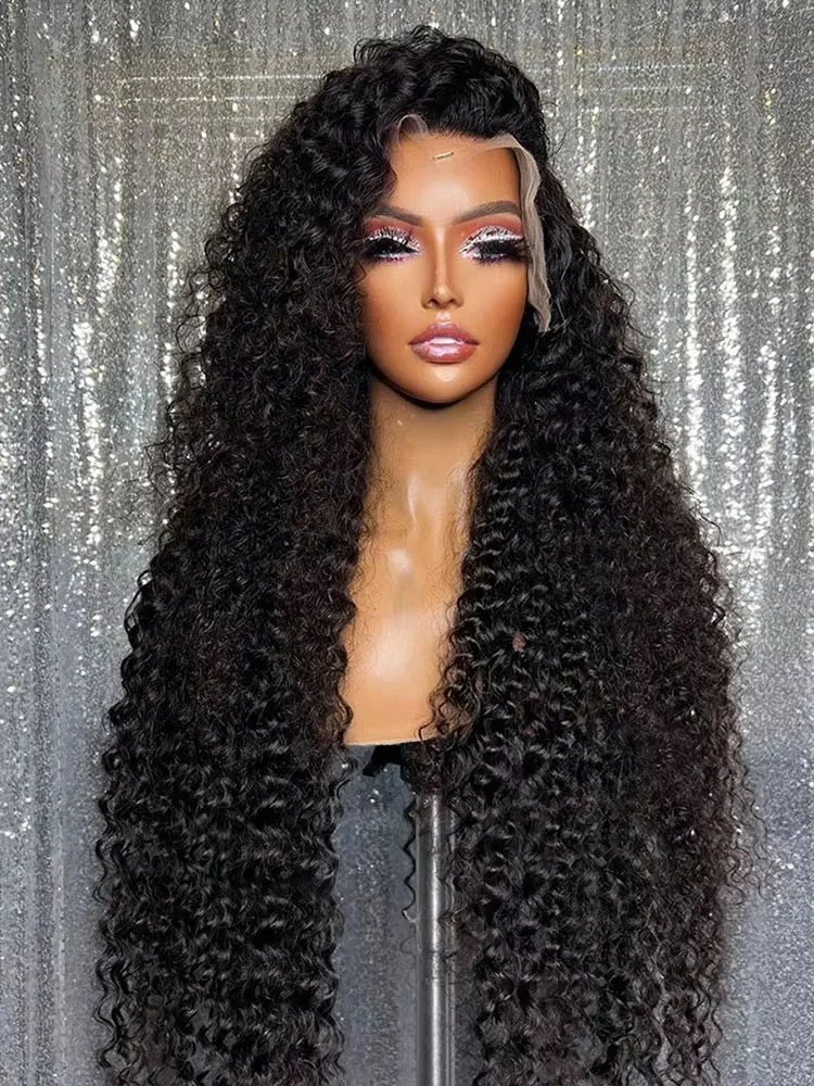 Parrucca in capelli umani ricci Jerry, lunghezza 30-40 pollici, densità 250%, capelli vietnamiti, parrucca con rete frontale 13x4 HD, trasparente, senza colla, pronta da indossare, con ciuffo