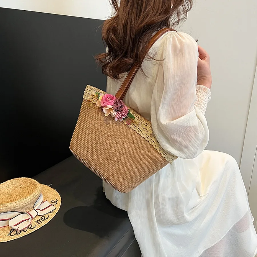 

Корейская версия летней моды, оригинальная тканая сумка с системой Мори, соломенная сумка, простые универсальные нишевые женские сумки на плечо