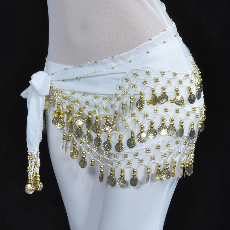 Women Belly Dance Hip Scarf Ladies Waist Wrap Skirt Sexy Sequin Dancewear Hanging coins Wrap Hip Skirt Dancewear Accessories