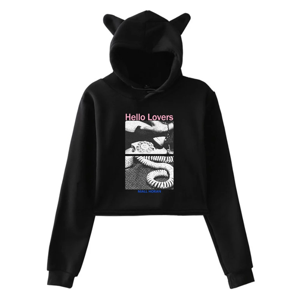 

Niall Horan Hello Lovers Pullover Cat Ears Hoodie Long Sleeve Sweatshirts Female Cropped Top Women's Clothes