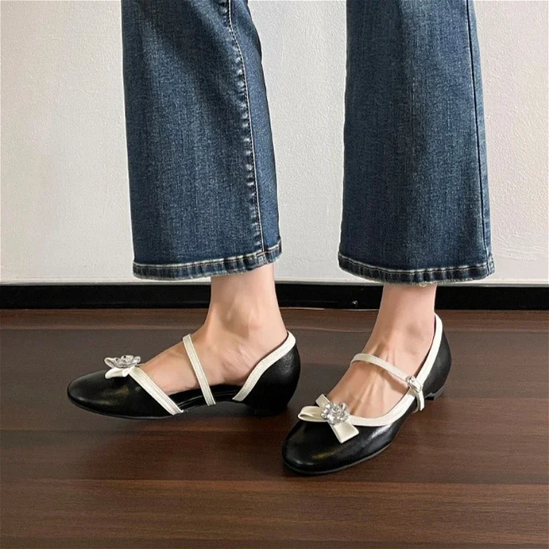 Rhinestone Bow Details Mary Jane Shoes Women Height-increasing Fashion Dress Shoes Ladies Buckle Comfortable Sweet Women's Shoes - view 5