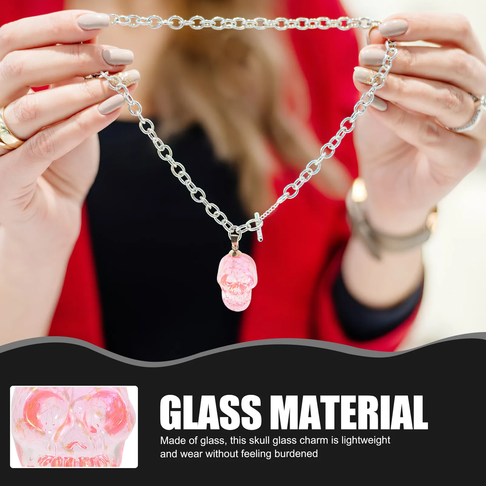 

Glass Skull Charm Lightweight Smooth Surface Non-Deformable Skull Beads for Necklace Earring Bracelet DIY Jewelry Making Gothic