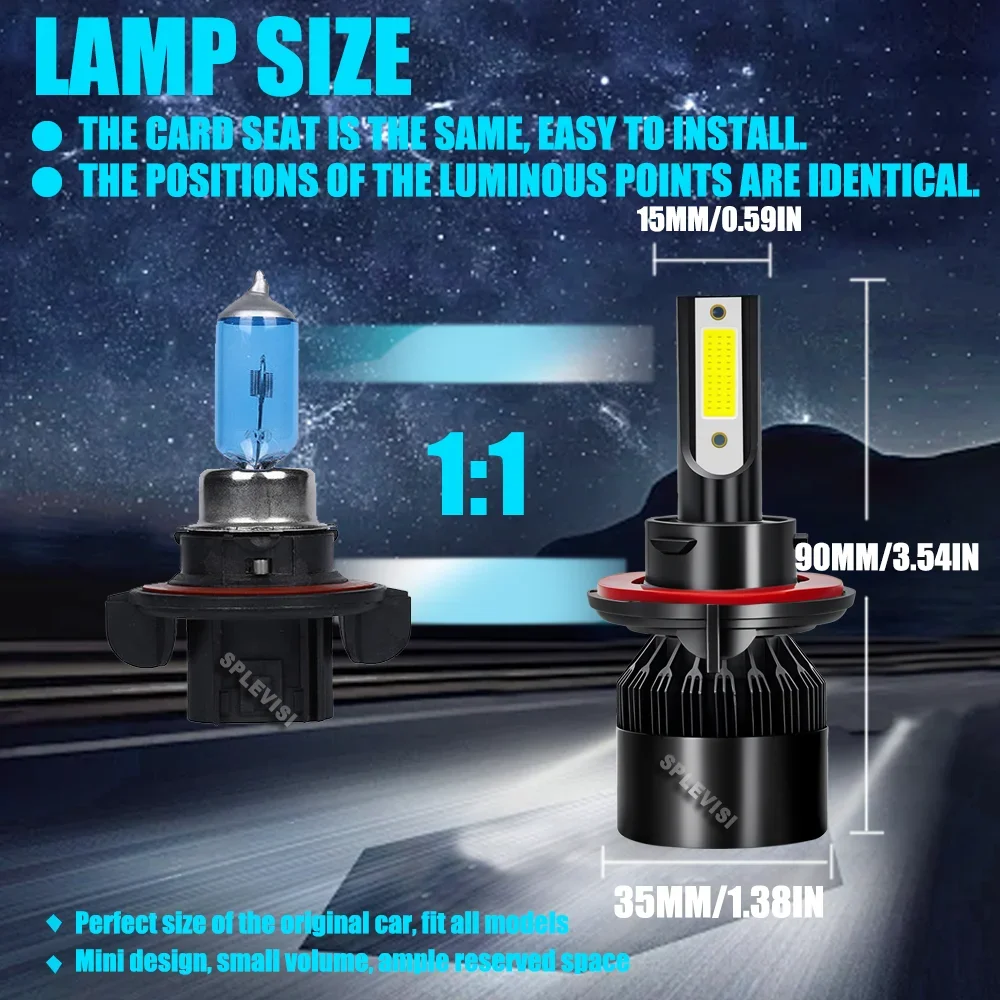 H13 60W Headlight Bulbs Well-built premium aviation aluminum body For Nissan Sentra 2004 2005 2006 2007 2008 2009 2010 2011 2012 view 5
