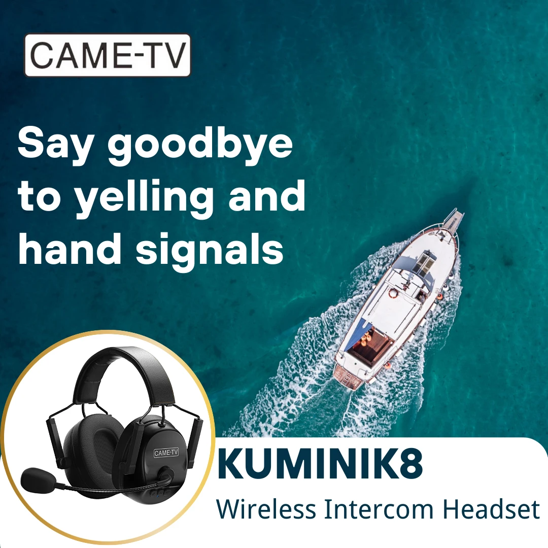 CAME-TV KUMINIK8 1.9G Duplex Digital Wireless Intercom Headset Distance up to 450M - Dual Ear 8 Headsets +2 Nano Pack