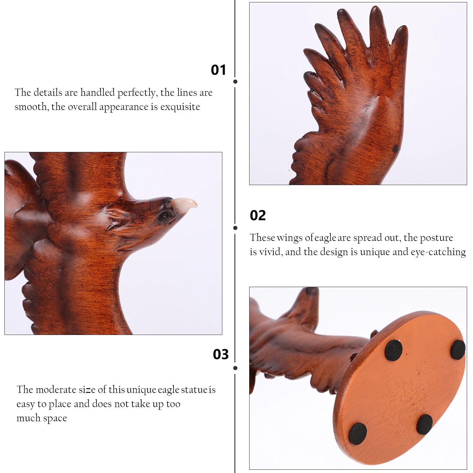 

Resin Eagle Statue Unique Design Smooth Lines Exquisite Details Desktop Office Adornment Bird Home Decor Ornament