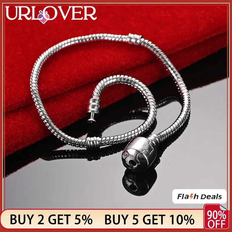 

URLOVER 925 Sterling Silver Snake Chain Bracelets For Woman Engagement Wedding Accessories Fashion Jewelry Party Birthday Gift