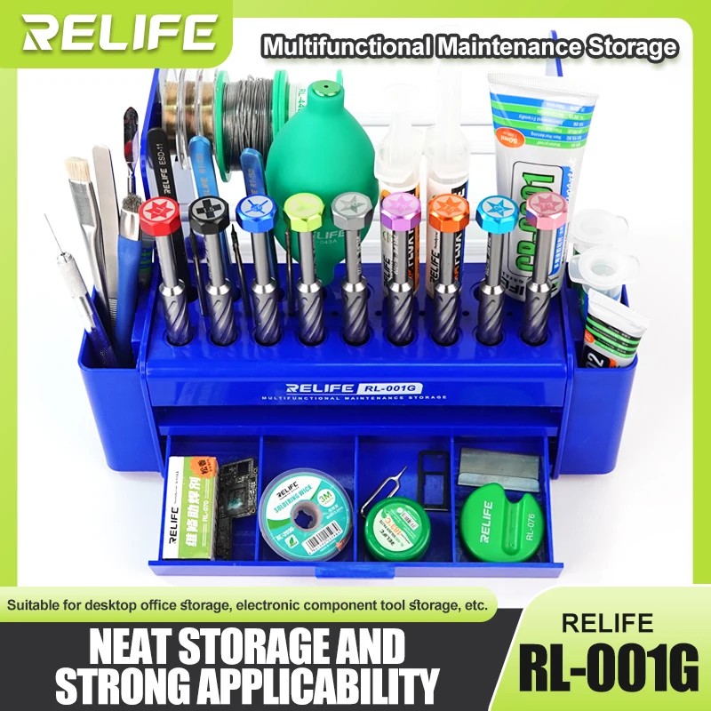 RELIFE-RL-001G Multifunction Tool Storage Box, grande capacidade, portátil, ferramentas de reparo do telefone móvel, Storage Box Organizer