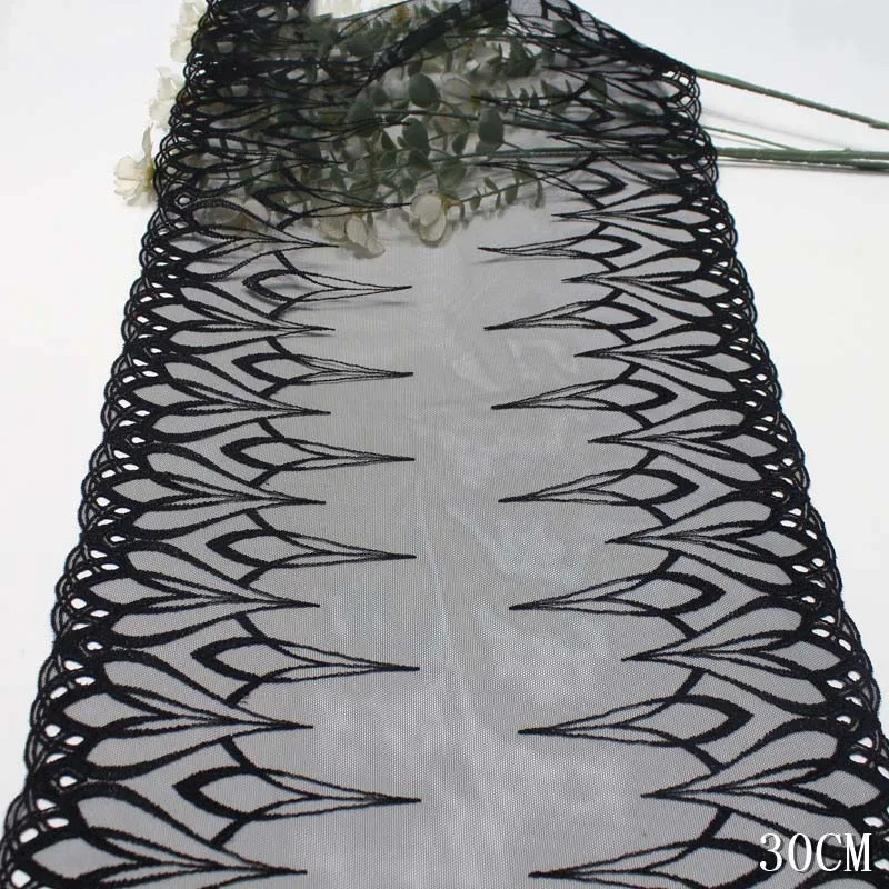 

30Yards Black Bilateral Embroidered Lace Trim Fabric For Clothing Accessories Dress Sewing Applique Costume Laces