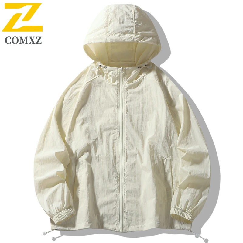 2025 Summer Jacket Men's Women's Korean Lightweight Breathable UV Hooded Coat Casual Sports Fishing Solid Color Skin Windbreaker