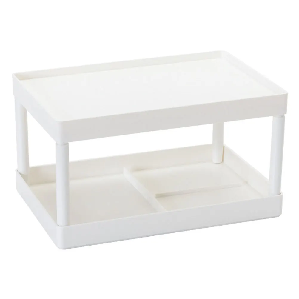 

1Pcs Storage Rack Double Layer Shelf White Simple Design Desktop Organizer for Stationery Makeup Holder Home Office Use