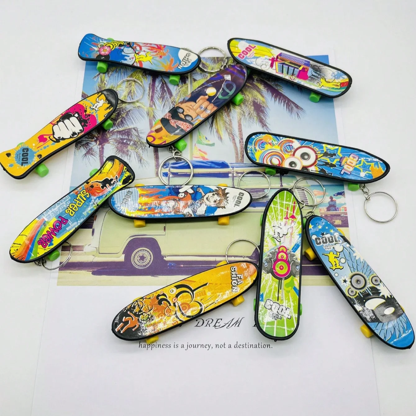 1pc Mini Finger Skateboard Keychain, Simulation Fingerboard Scooter Key Ring With Random Color