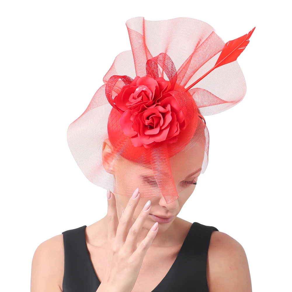 

Wedding Ladies Women Fascinator Hat Evening Party Mesh Headband Flower Hat Fascinator Caps Church Hair Accessories Headband
