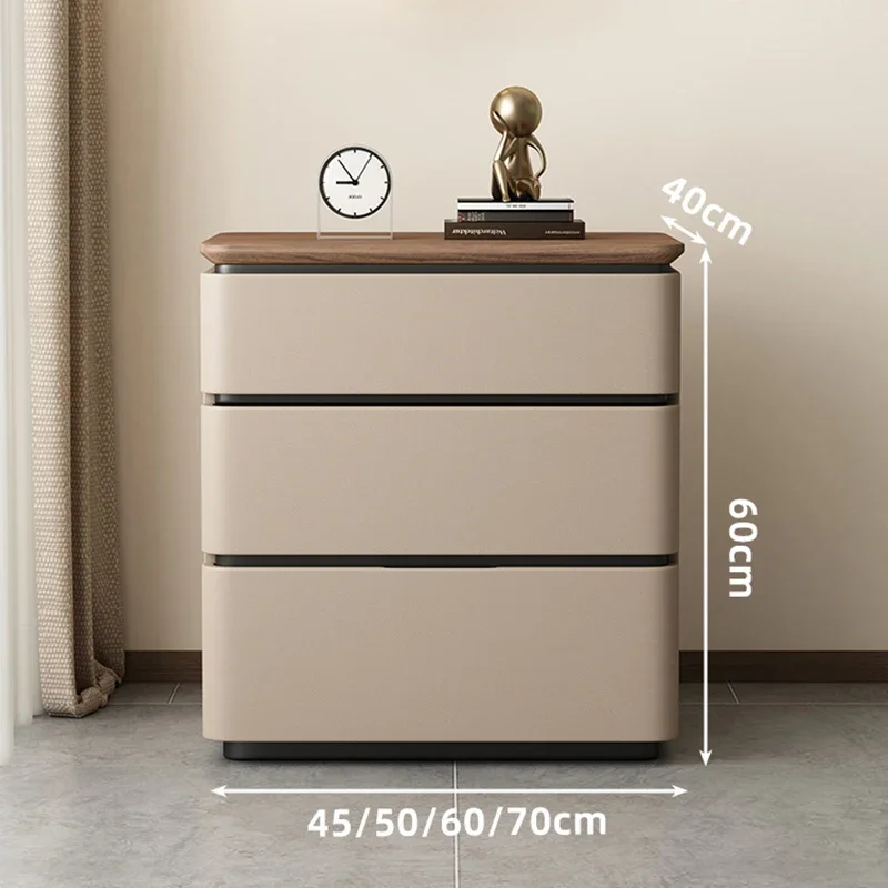 2025 new solid wood three-layer bedside table household modern bedroom storage cabinet simple light luxury