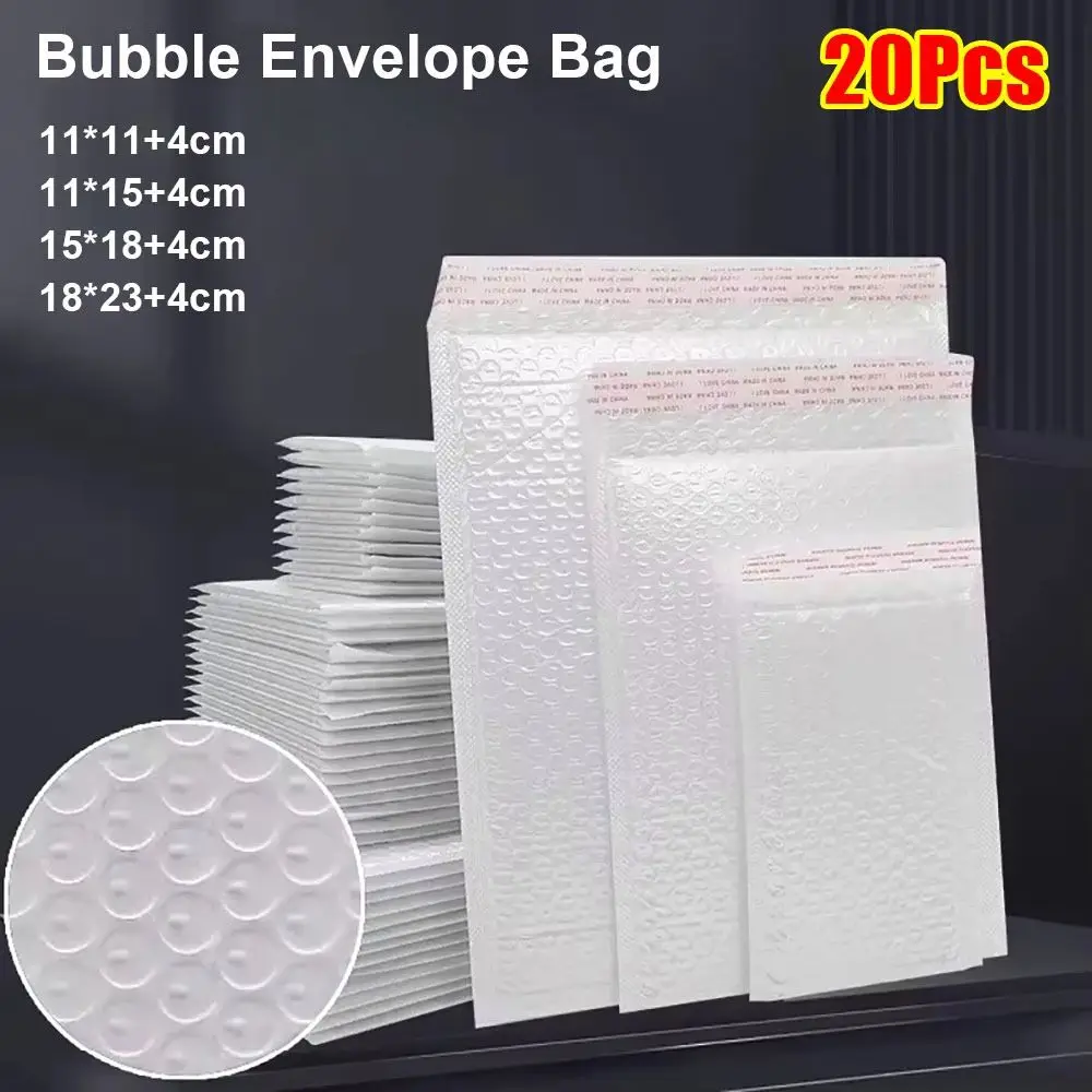 20Pcs Neue Weiche Blase Mailer Wasserdicht 11/15/18cm Versand Taschen Perlglanz Film Selbst Dicht Weiß schaum Umschlag