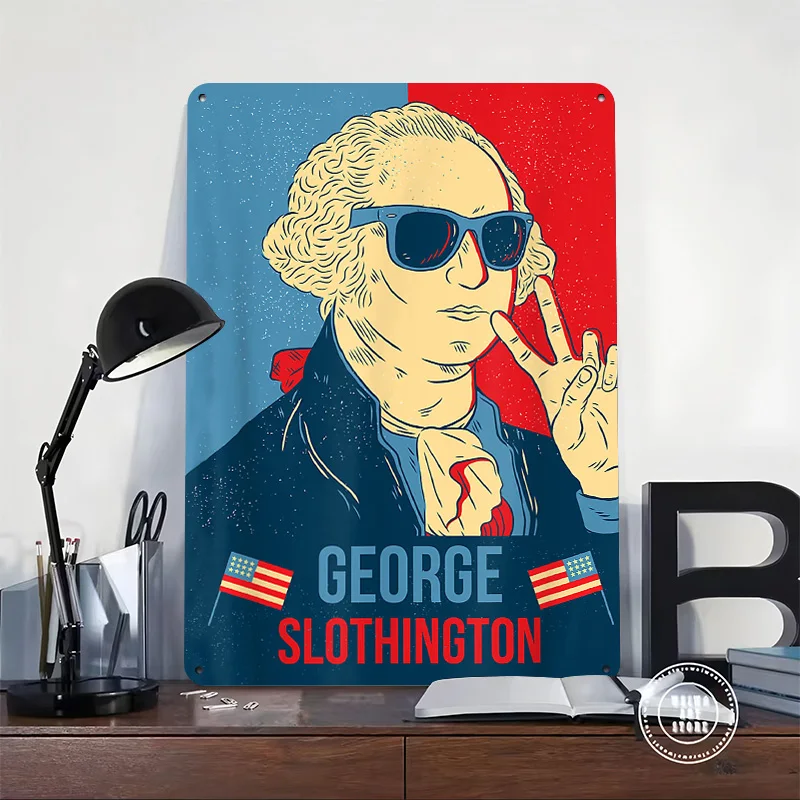 George Slothington Personalized 3D Textured Metal Poster Wall Art Tinplate Sign for Decoration Garage Accessories Desk Decor