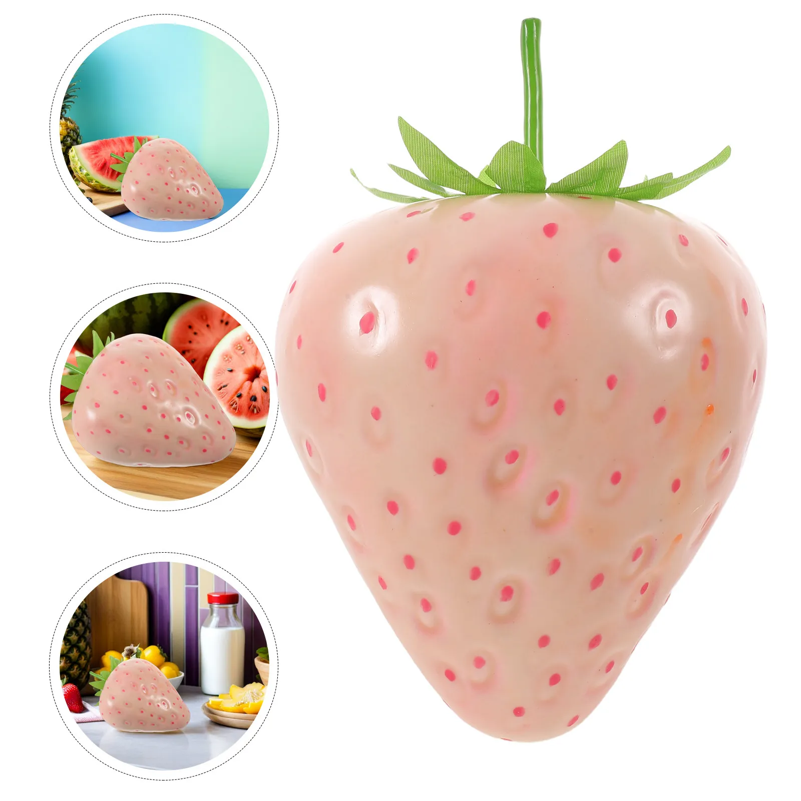 

Large Artificial Strawberry Realistic 13 Inch Oversize Pink Strawberry Fake Fruit Display Visual Merchandising Table Centerpiece