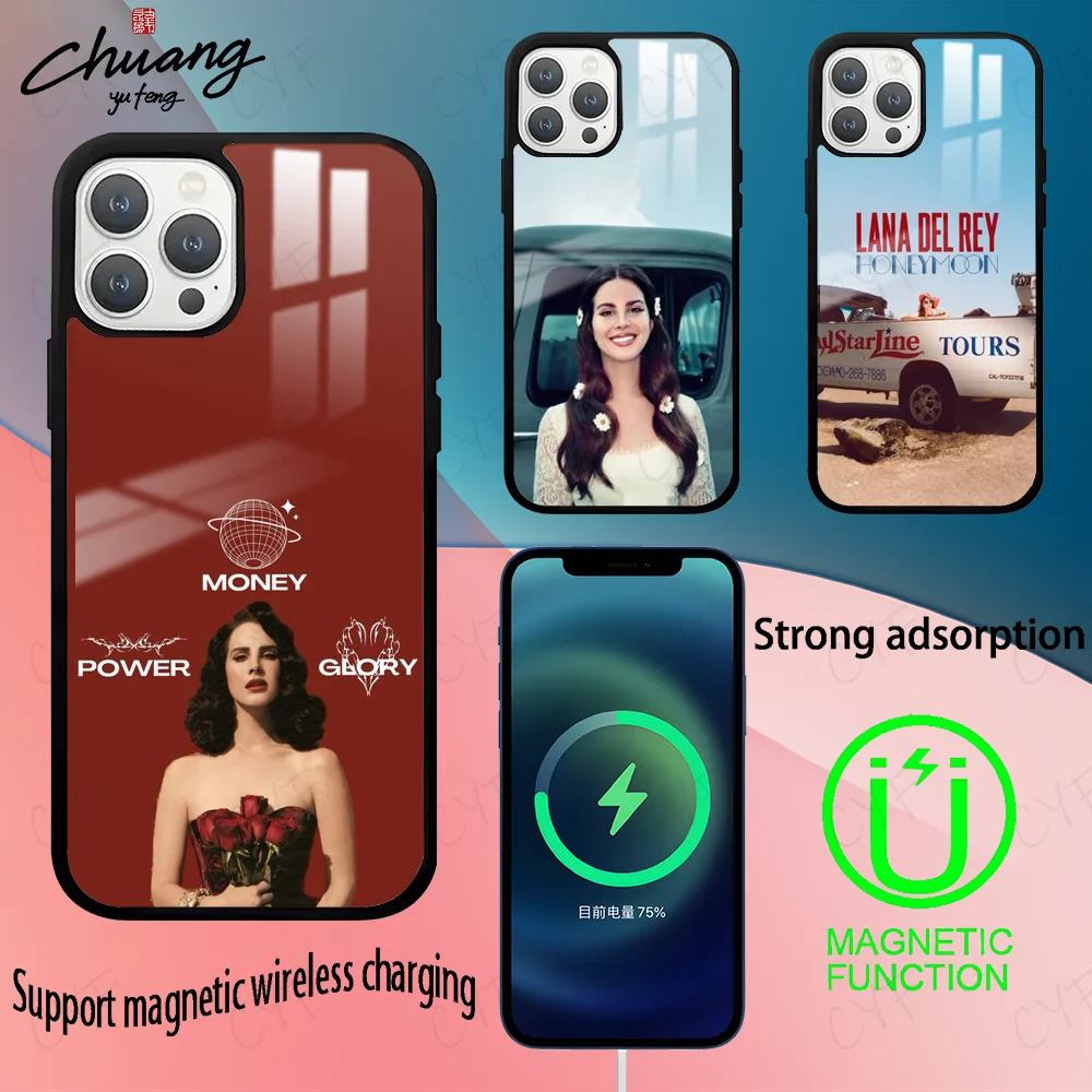 L-Lana Del Rey Singer Phone Case For 11 12 13 14 15 16Pro Max mini Plus strong magnetic attraction Phone Cover