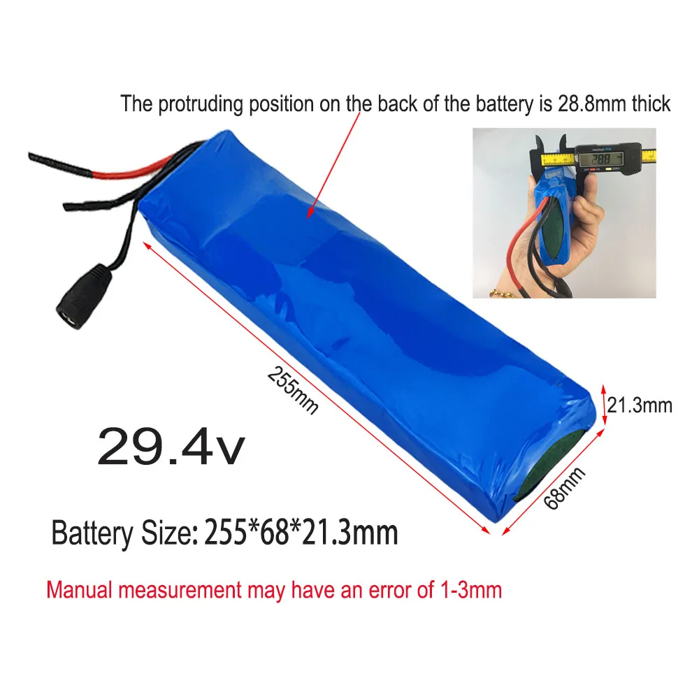 7S2P 18650 lithium battery pack, 29.4V 6600mAH high capacity, built-in intelligent BMS protection board, with charger