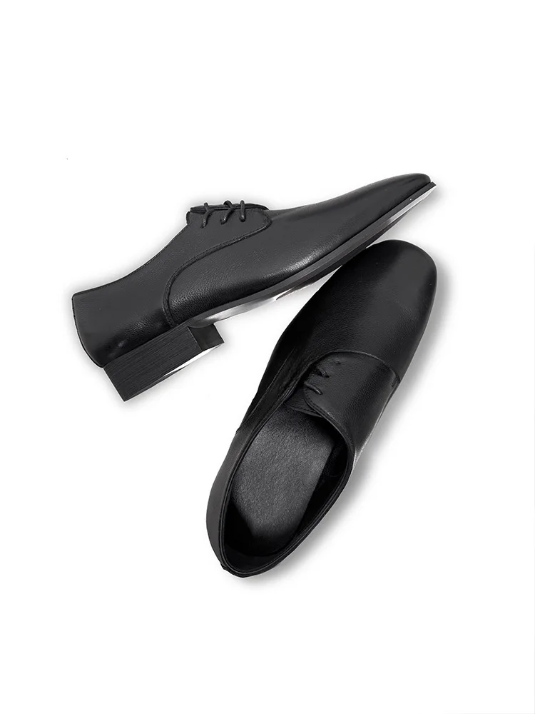 Casual British Style Leather Shoes Thick Bottom Trendy Commuter Business Heightening Black High-End Versatile  Shoes