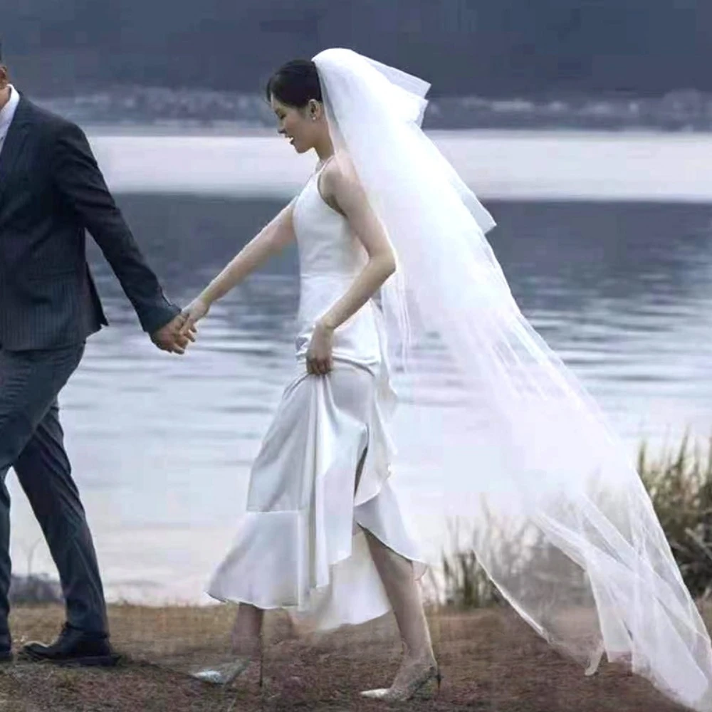 

Three Layer Wedding Veil Marriage Bridal Veils Accessories Long Bridal White Veil for Wedding with Simple Appliqued