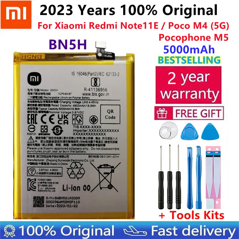 

Original High Quality BN5H Battery FOR Xiaomi Redmi Note11E / POCO M4 5G/Pocophone M5 5000mAh Capacity Phone Batteries Bateria