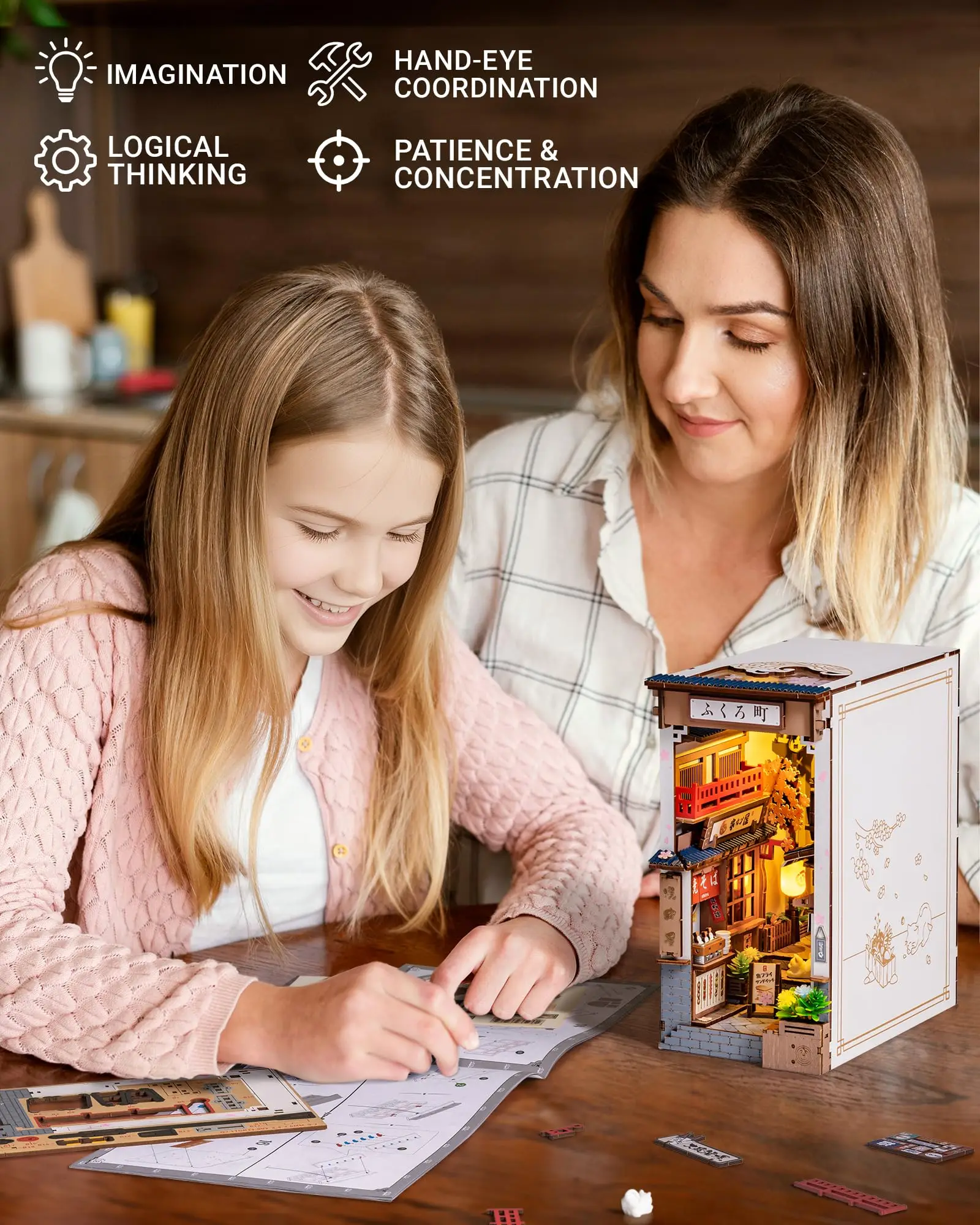 Robotime livro nook kit diy casa em miniatura 3d quebra-cabeça de madeira criativo decorativo (tgb11) presentes exclusivos para adolescentes e adultos (