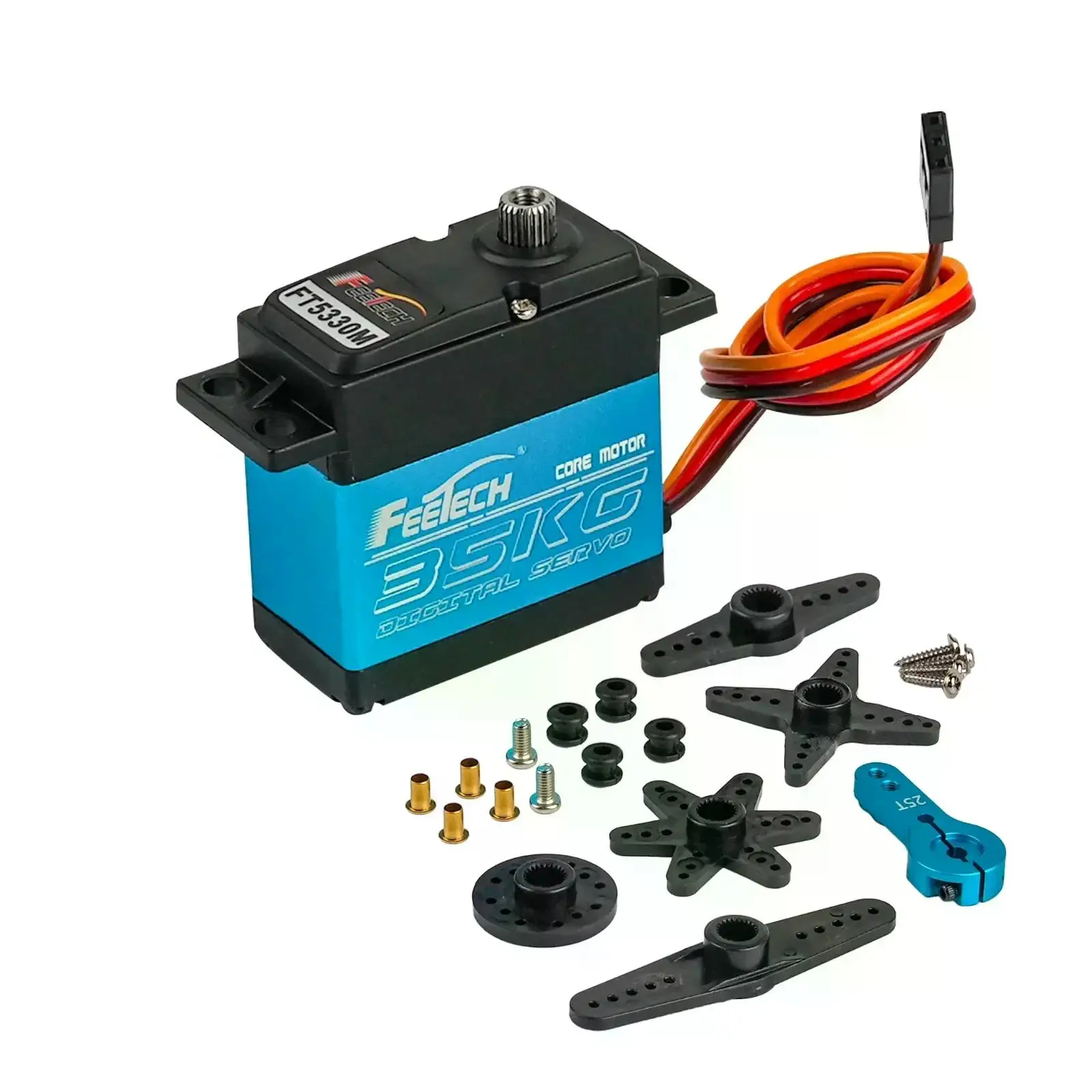 FT5330M Servo numérique 35kg 180 °   Engrenage métallique étanche, couple élevé pour avion RC, hélicoptère, Robot, camion, bras 25T
