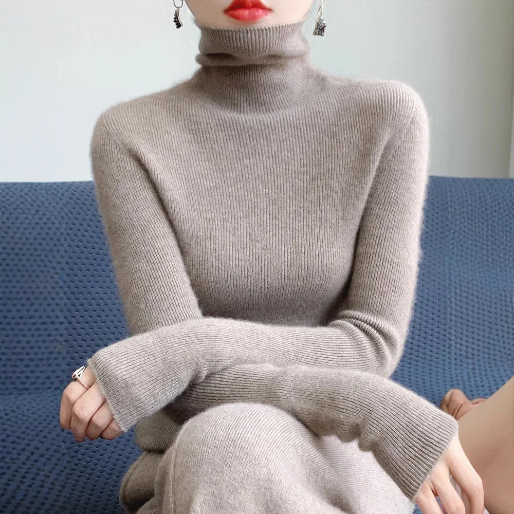 2024 Winter Korean Version of Female Slim Bottoming Shirt Turtleneck