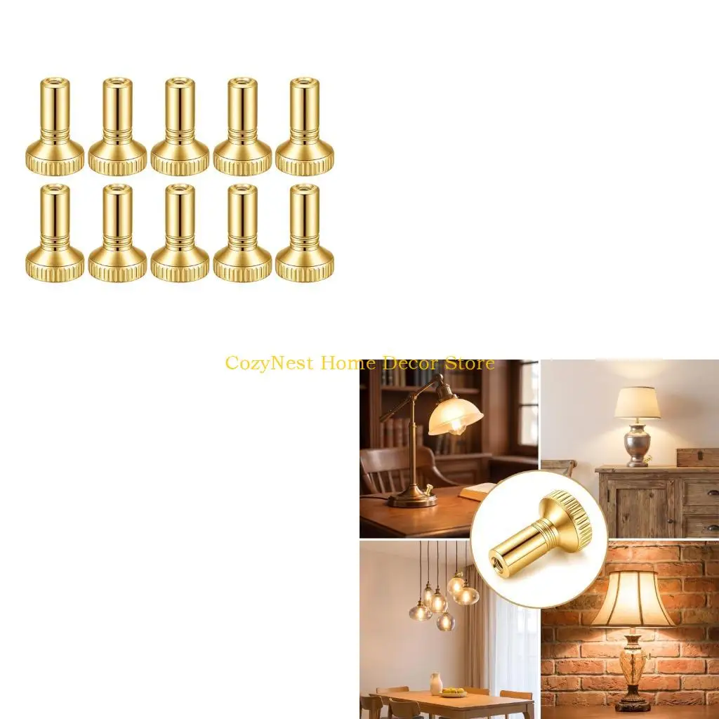 92MF Lamp Control Switches Replacement Knob with Threaded Screw-On Fitting, Flared Ribbed Base, Iron, and Gold-Colored for