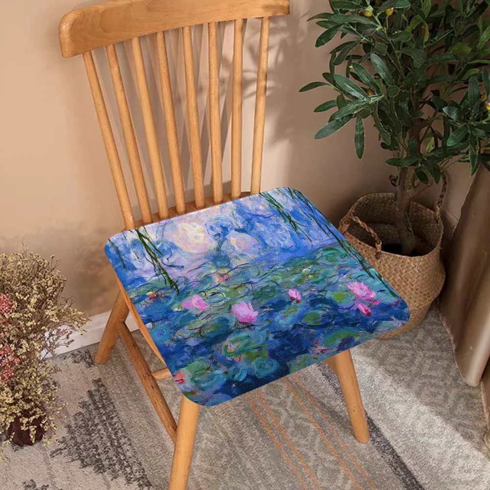 Claude Monet Painting Art Aesthetic Modern Minimalist Style Plush Cushion Home Back Cushion Soft Comfortable 50x50cm Chair Mat